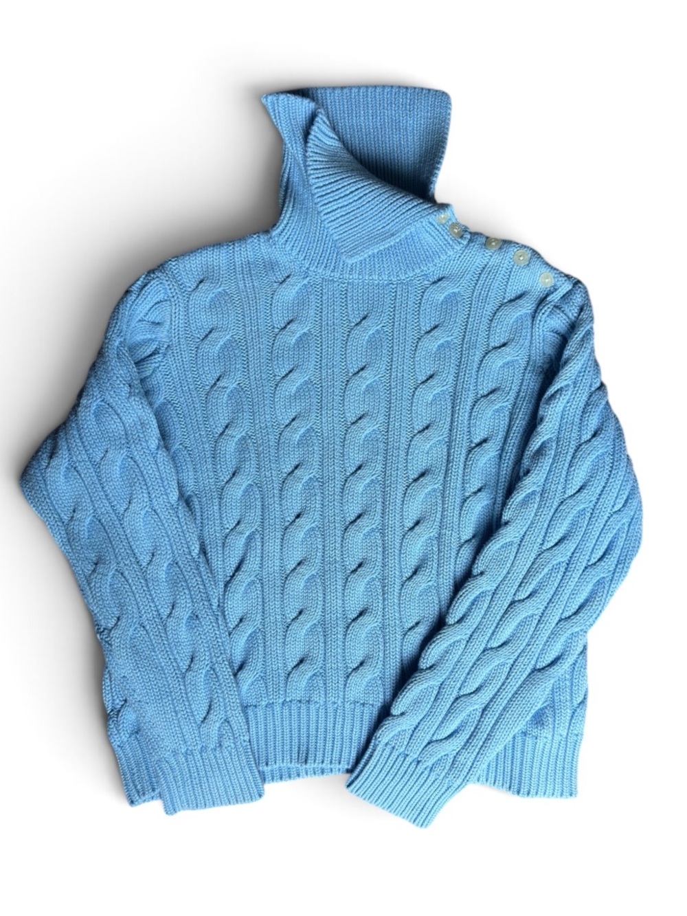 Lauren Ralph Lauren Blue Cable-Knit Mock-Neck Sweater Size XL